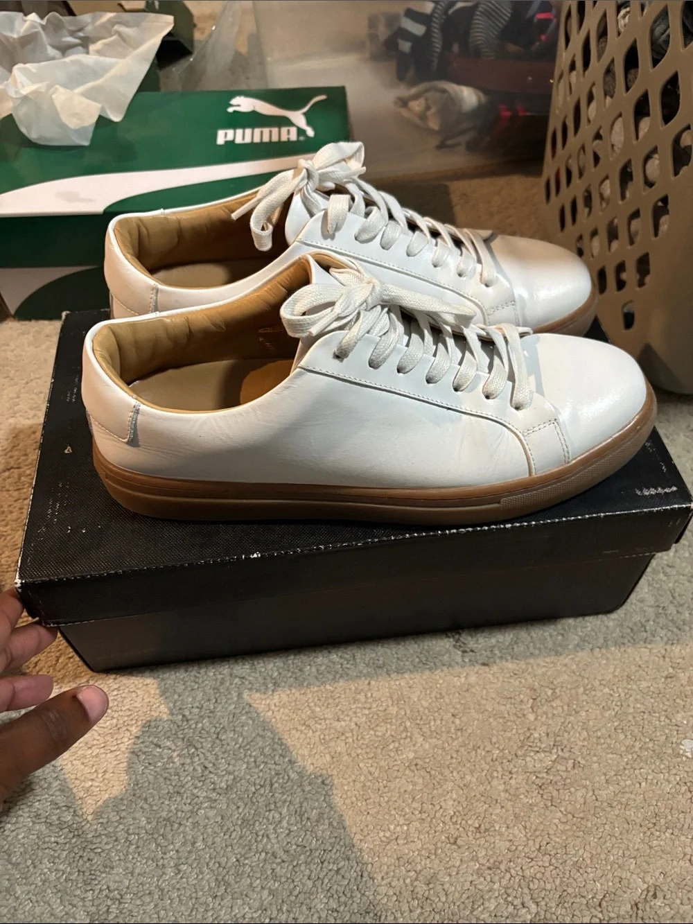 Thursday Boot Company White Leather Sneakers with Gum Sole
